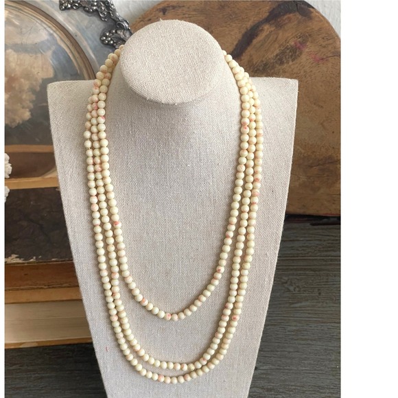Jewelry - VTG Natural Angel Skin Coral Necklace Continuous Strand 64" Pink White Coral 77g